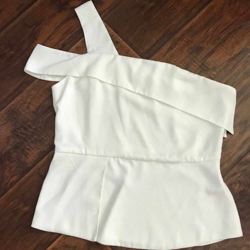 White Off-the-Shoulder Peplum Tank